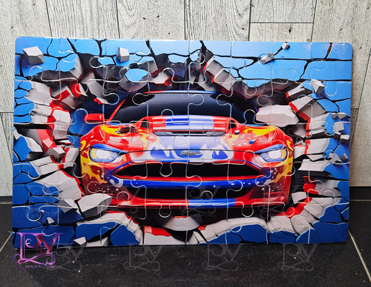 Race Car Break Through (Blue Wall) 40 pc Puzzle
