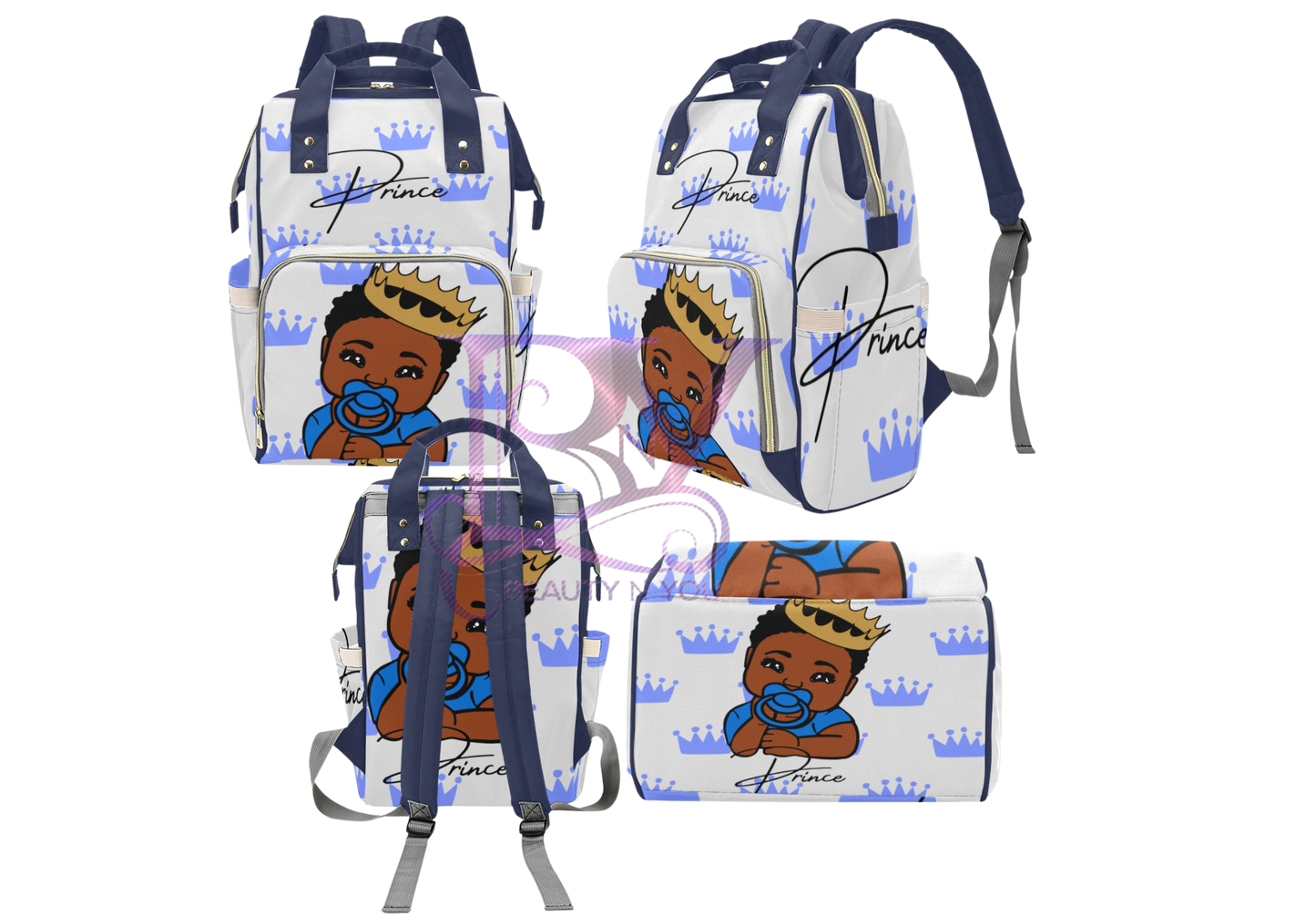 Prince (Light Blue) Personalized Baby Diaper bags