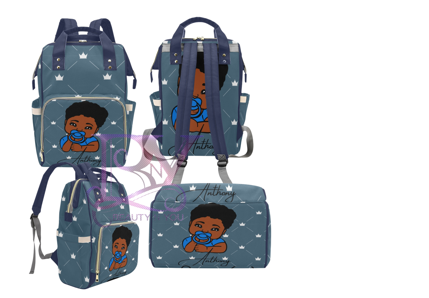 Prince (Blue) Personalized Baby Diaper bags