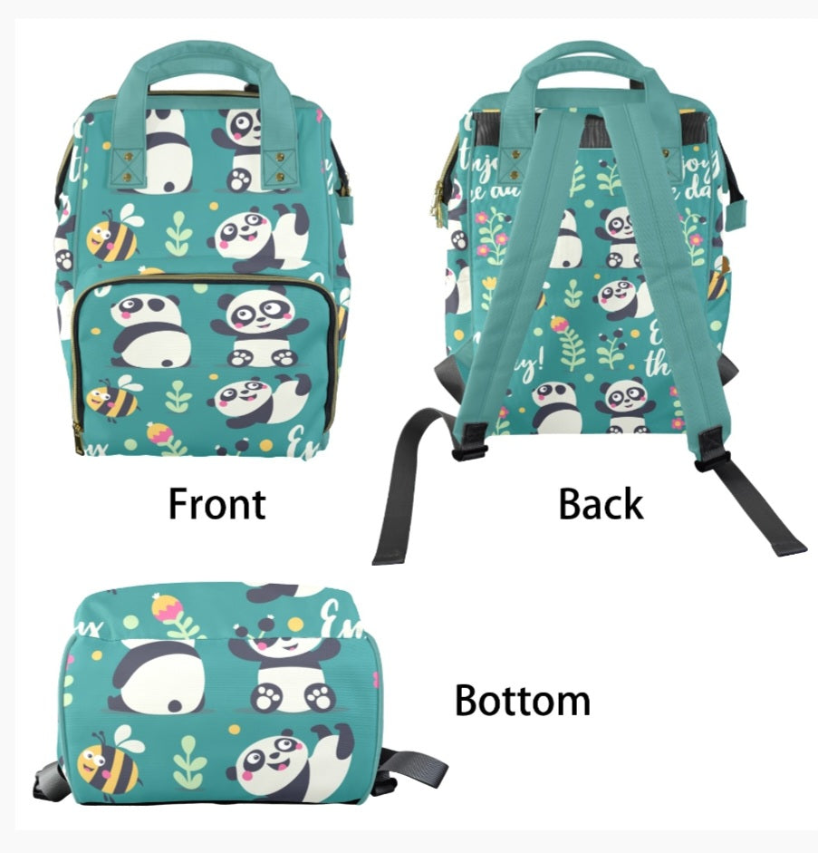 Panda Bear & Bee Personalized Baby Diaper bags