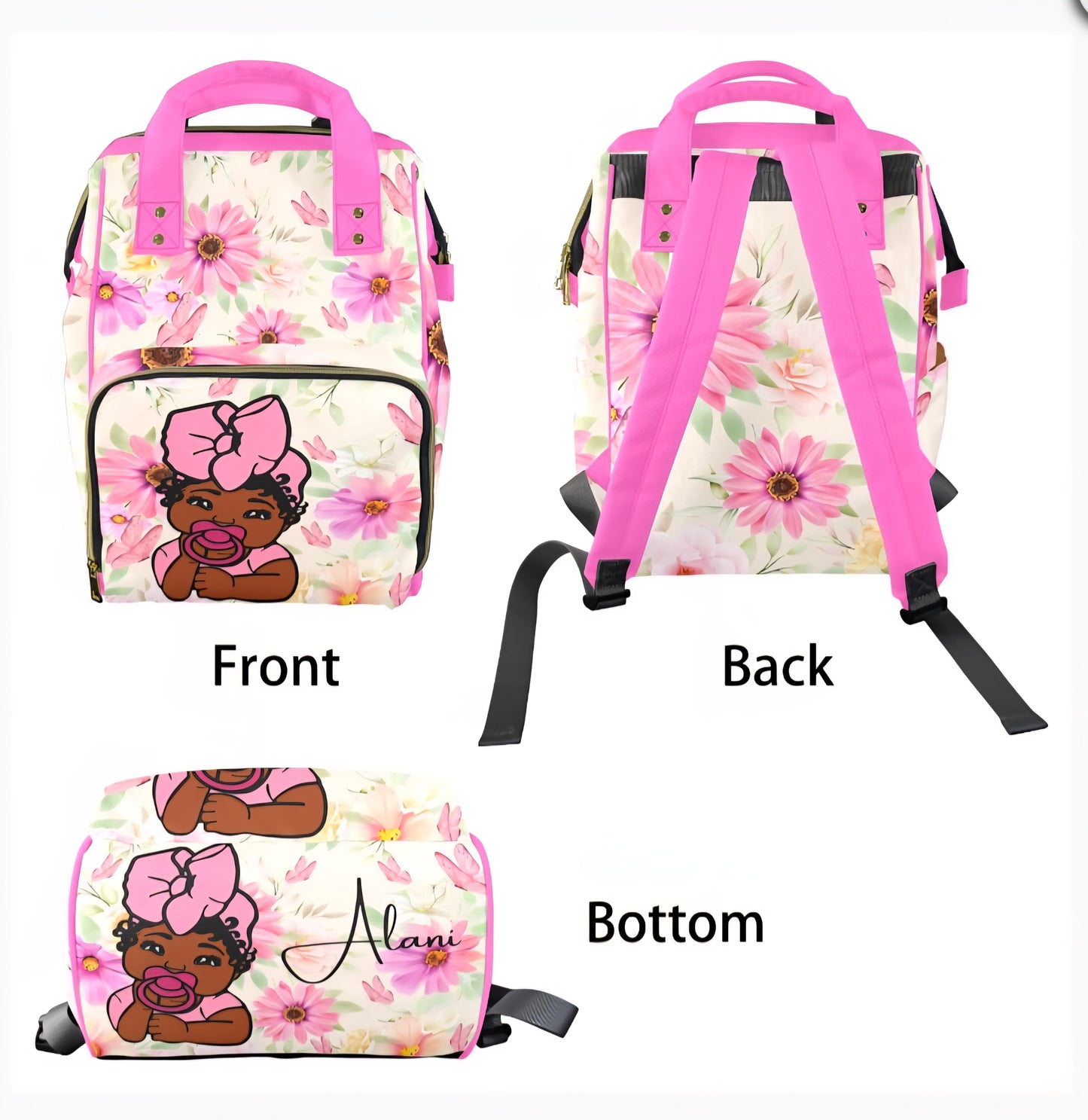 Pretty Flower Bow Diaper bag